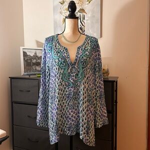 Lilly Pulitzer Teal and Blue Patterned Tunic